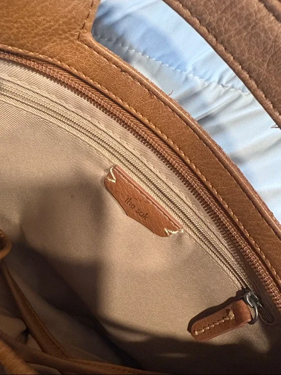 The Sak Embossed Floral Leather Tote Clutch in Cognac - Picture 3 of 3